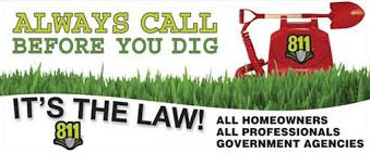 an infographic informing viewers to always call before you dig, as that is the law