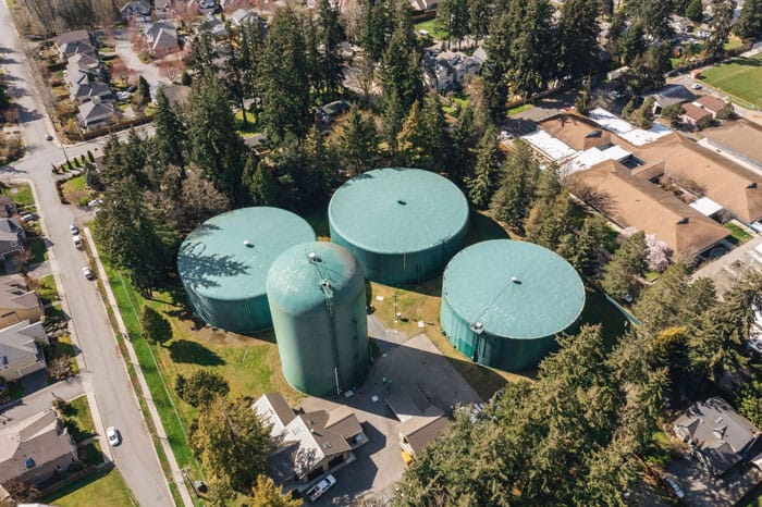 Cluster of water towers